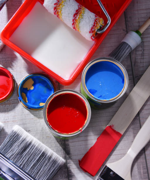 istock Paintbrushes of different size and paint can 1138365680