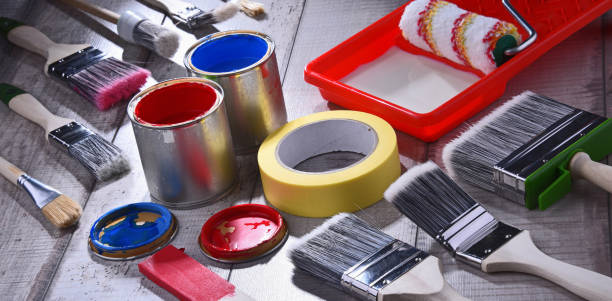 istock Paintbrushes of different size and paint can 1138365707