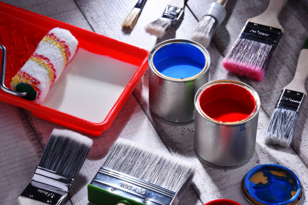 istock Paintbrushes of different size and paint can 1138365778