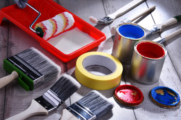 istock Paintbrushes of different size and paint can 1138365794