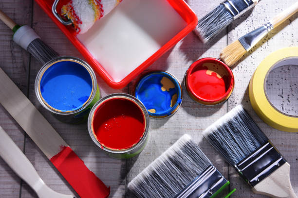 istock Paintbrushes of different size and paint can 1138365801