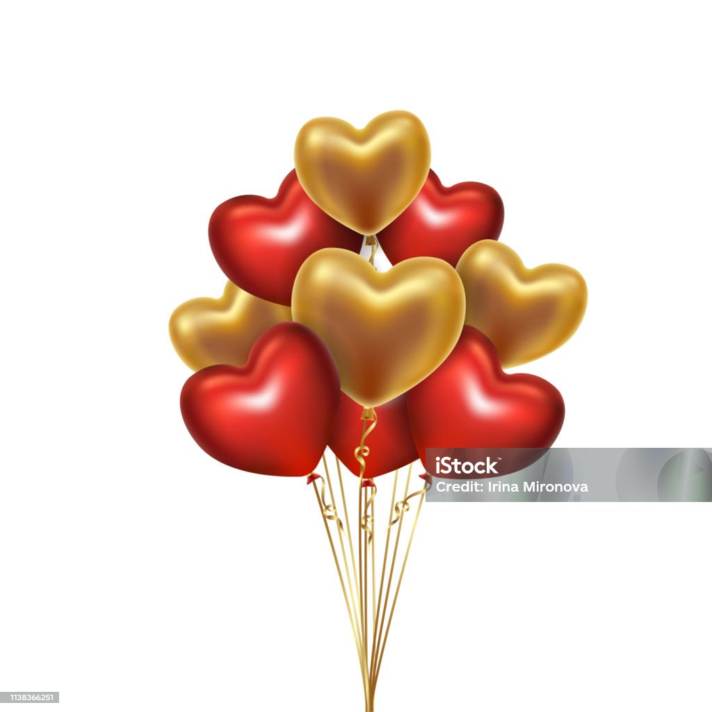 Ensemble De Ballons Coeur Doré Et Rouge Vecteurs libres de droits et plus  d'images vectorielles de Ballon de baudruche - Ballon de baudruche, Coeur -  Symbole d'une idée, Saint Valentin - iStock