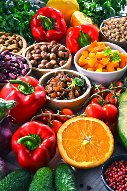 istock Assorted organic food products on the table 1138366891