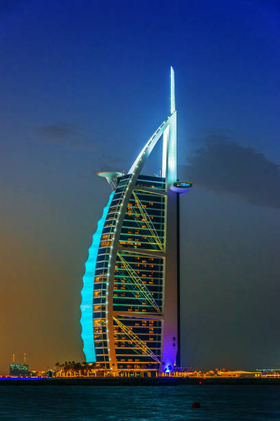 DUBAI, UNITED ARAB EMIRATES - FEB 11, 2019: The Burj Al Arab or Tower of the Arabs, a luxury hotel in Dubai, United Arab Emirates.
