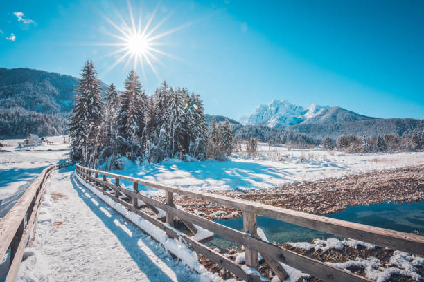 istock Footbridge over river against blue sky 1138368738