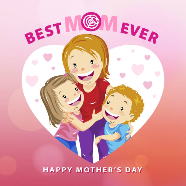 uściski dla matki - heart shape pink background cartoon vector stock illustrations