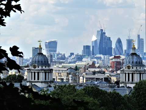 View of the Old Royal Royal College and further away famous Central London buildings.
