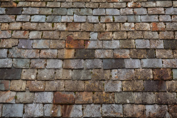 istock Old slate roof tiles 1138371313