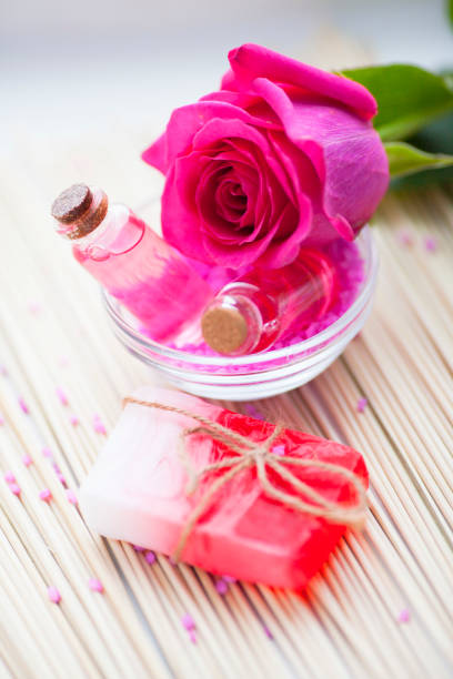 istock Products with rose for SPA treatments 1138371340