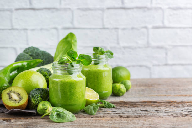 istock Green smoothie with vegetables for healthy, raw, vegan diet 1138372389