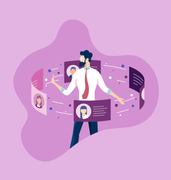 Business HR concept. Human resources manager hiring employee for job Business HR concept. Human resources manager hiring employee for job survival illustrations stock illustrations