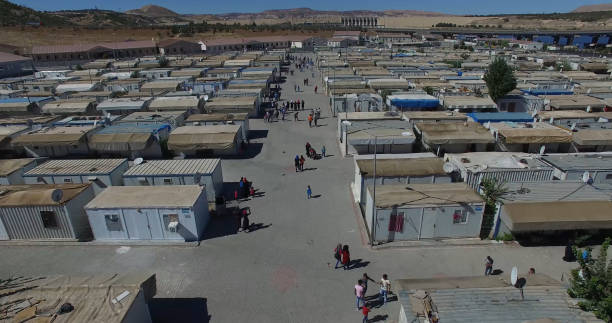 Syrian refugee camp in Gaziantep,Turkey Drone images from syrian refugee  living in refugee camps in Gaziantep,Turkey 09/22/2018 refugee camp stock pictures, royalty-free photos & images