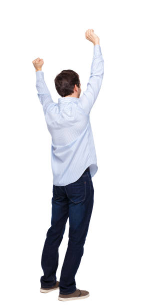 istock Back view of a man celebrating victory. 1138375304