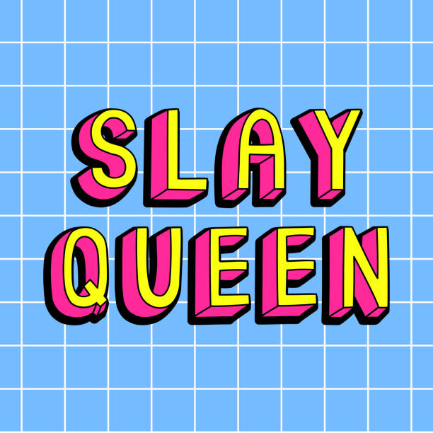 Colorful hand drawn text “Slay queen“. Feminist, girl power quote. Vector illustration in comic, cartoon, doodle style. Colorful hand drawn text “Slay queen“. Feminist, girl power quote. Vector illustration in comic, cartoon, doodle style. pool at the crook stock illustrations