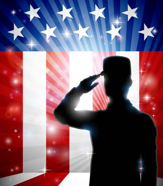 istock American Soldier Saluting Flag Patriotic Design 1138387667