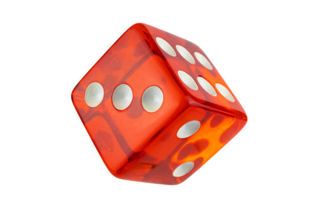 istock Red glass dice closeup isolated on white without shadow. Three, two, six. 1138389371