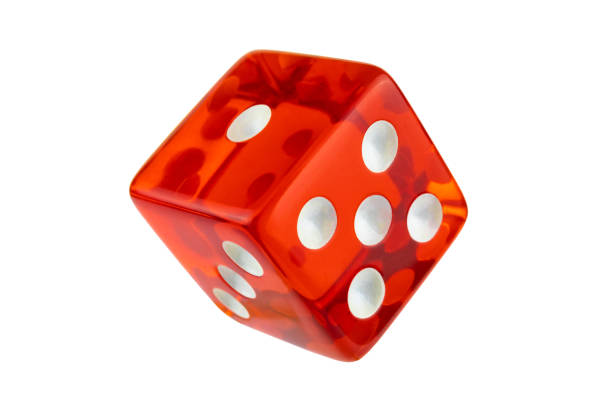 istock Red glass dice closeup isolated on white without shadow. 1138389402