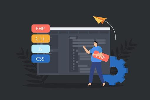 Concept Of Web Development Programming And Coding Process Of Software ...