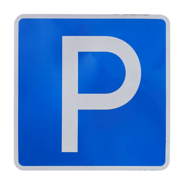 istock Real parking road sign isolated on white 1138395579