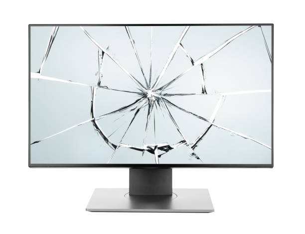 istock Plasma tv  television or pc monitor computer desktop slim screen  broken isolated on white background photo object design 1138397183