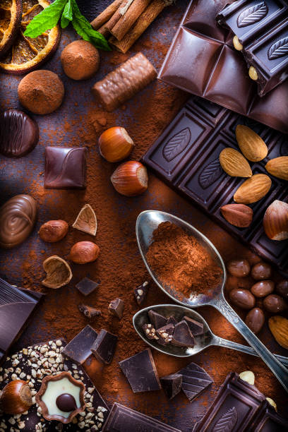 istock Chocolate assortment and cocoa powder shot from above 1138398405