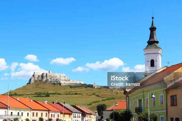 Spisske Podhradie And Spis Castle Slovakia Stock Photo - Download Image Now - Ancient, Architecture, Blue