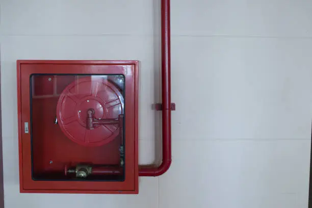 Fire extinguisher equipment on the wall
