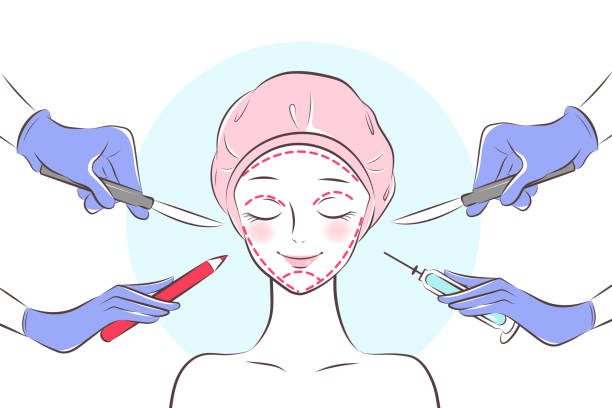 ilustrações, clipart, desenhos animados e ícones de conceito da cirurgia cosmética - nose job illustrations