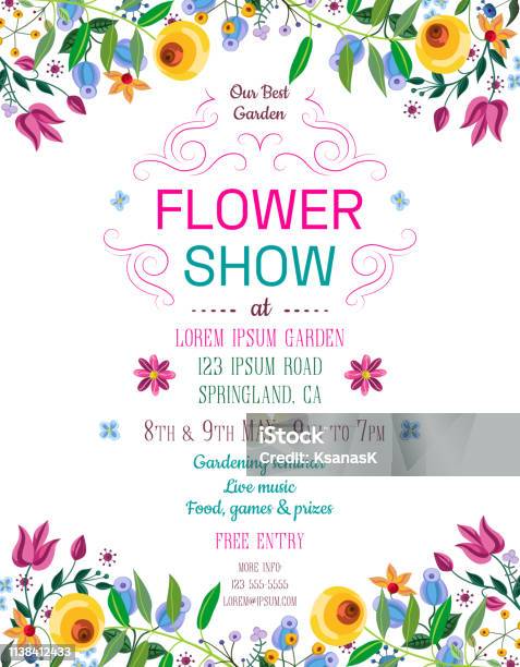 Flower Show Announcing Poster Template Stock Illustration - Download Image Now - Flower, Springtime, Frame - Border