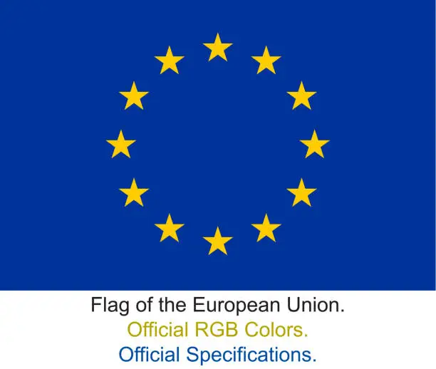 Vector illustration of European Union Flag (Official RGB Colours, Official Specifications)