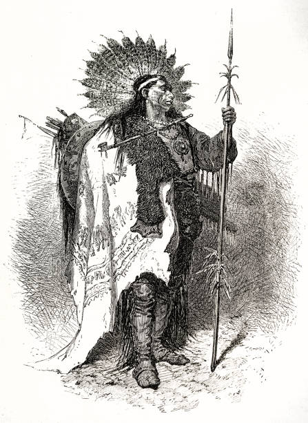 ilustrações de stock, clip art, desenhos animados e ícones de chief of the raven tribe - 1871