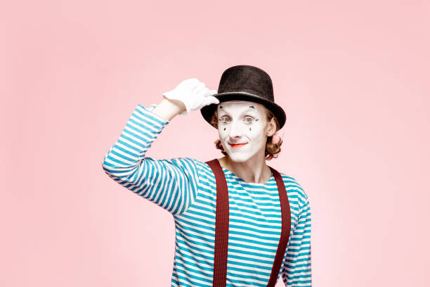istock Portrait of a pantomime on the pink background 1138418397