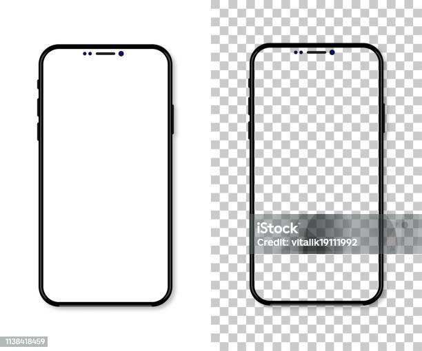Neue Version Von Schwarzem Schlankem Smartphone Mit Blankem Weißen Bildschirm Realistische Vektorillustration Stock Vektor Art und mehr Bilder von Smartphone