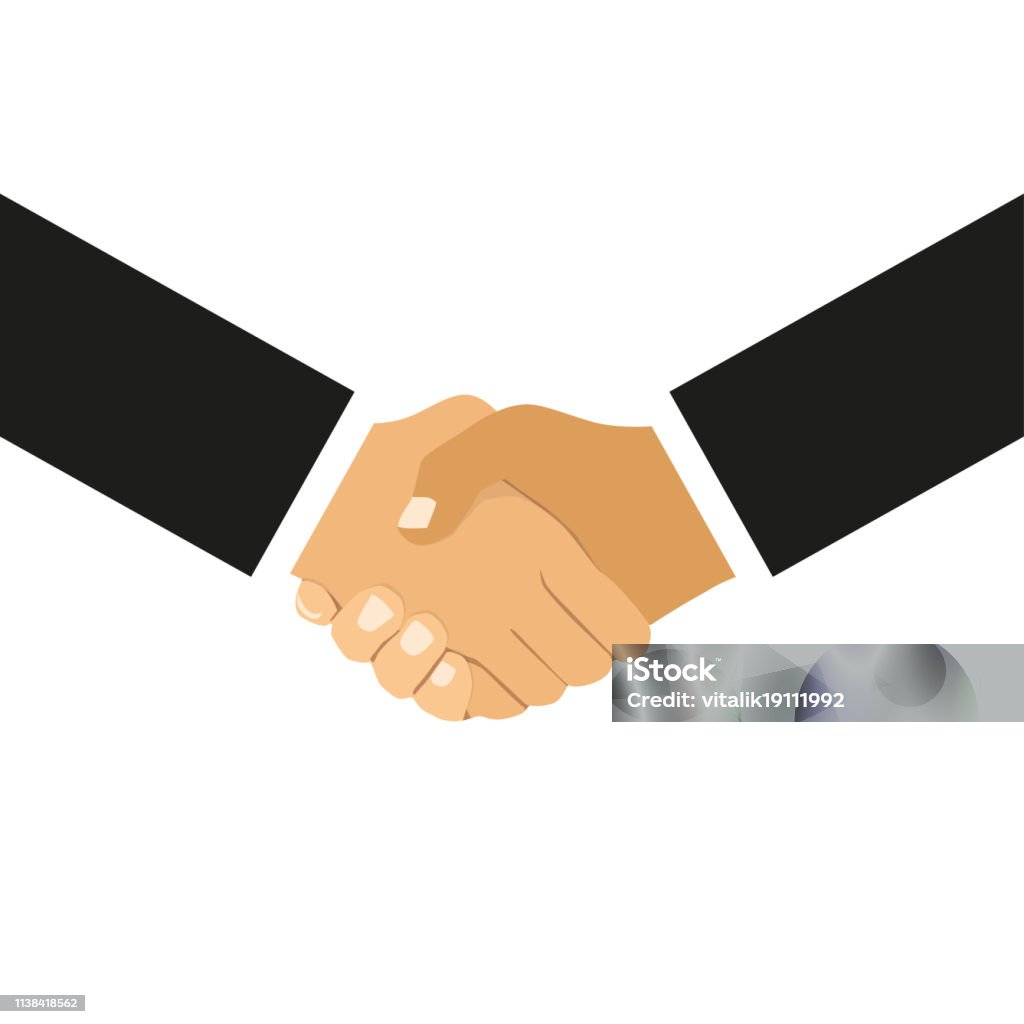 Handshake of business partners in flat design on a white background Handshake stock vector