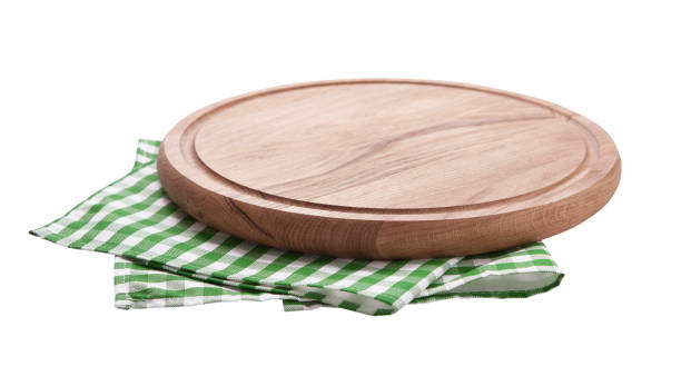 istock Pizza board, with napkin isolated. Top view mockup 1138419782