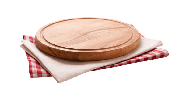 istock Pizza board, napkin isolated. Top view mockup 1138419785