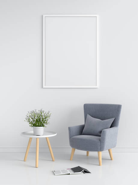 istock Blank photo frame for mockup in living room, 3D rendering 1138422521