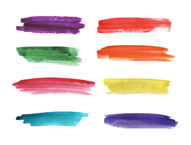 istock Colorful watercolor hand painted brush strokes are isolated on a white background. 1138429049
