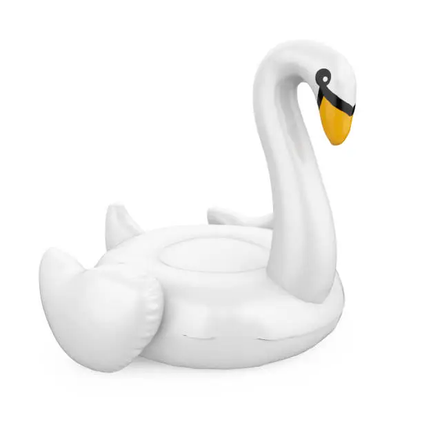 Inflatable Swan Pool Float isolated on white background. 3D render