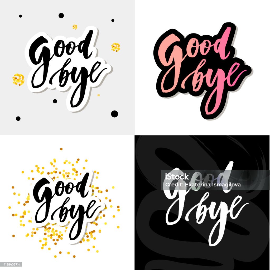 Tạm Biệt Chữ Thư Pháp Cụm Từ Bye Vector Watercolor Minh Họa Thiết ...