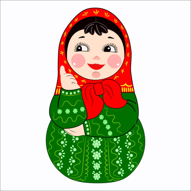 illustrazioni stock, clip art, cartoni animati e icone di tendenza di bambole russe, matryoshka. vettore - russian nesting doll doll russia decoration