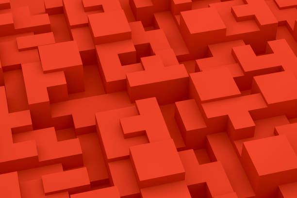 istock 3D Abstract red geometric shapes, logic game 1138436536