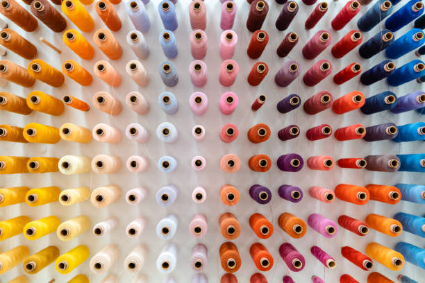 Spools of yarn or thread in store of tailor or seamstress