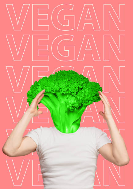 Vegan. Modern design. Contemporary art collage.