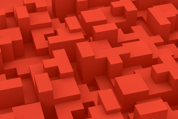 istock 3D Abstract red geometric shapes, logic game 1138436917