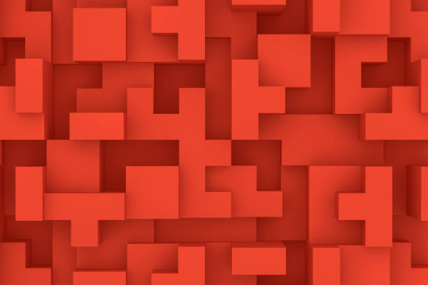 istock 3D Abstract red geometric shapes, logic game 1138438105