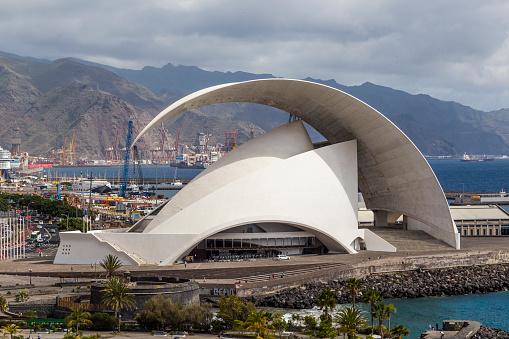 Santa Cruz, Canary Islands, Spain. 02-28-2019.  Auditorium  in Santa Cruz, at Tenerife,  Canary Islands, Spain.
