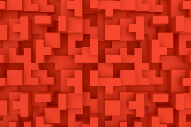 istock 3D Abstract red geometric shapes, logic game 1138438547
