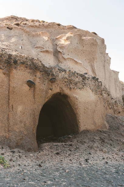 istock Caves in sandy rock on beach of Santorini 1138441006