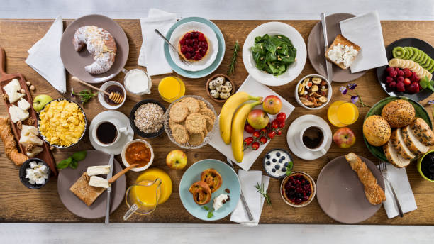 istock Different Food on Wooden Table 1138443240